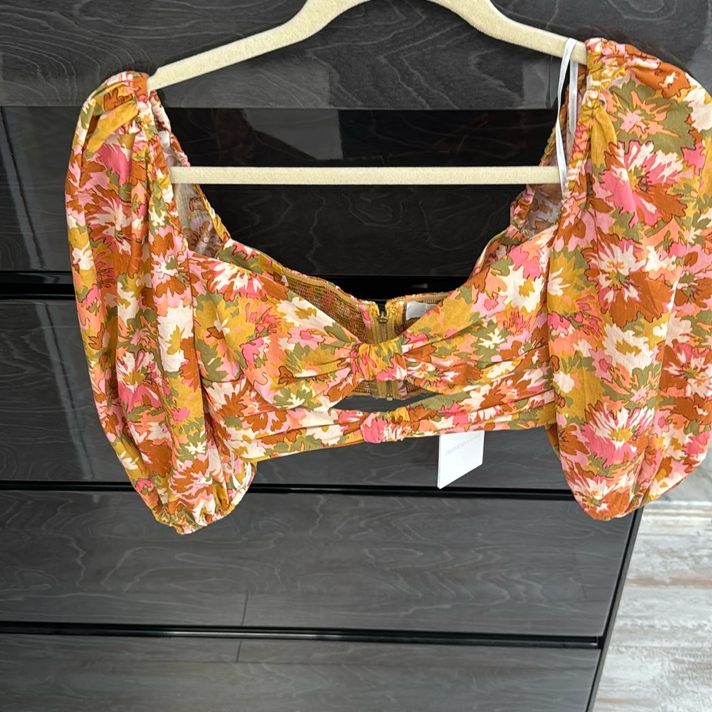 Zimmermann Floral Crop Top - Orange, Pink, White